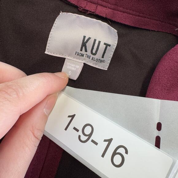 Kut from the Kloth Jacket Womens Small Red Carina Faux Suede Moto Jacket - Picture 5 of 10